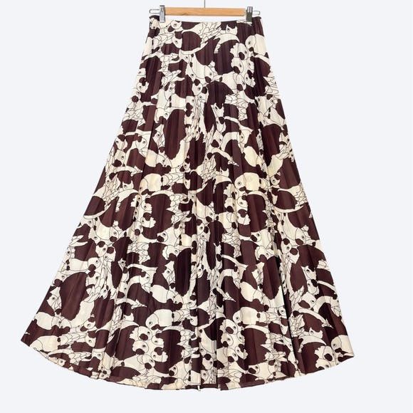 VTG 70s Campus Casuals California Pleated Artsy Maxi Skirt Parrot Bird Print - Picture 1 of 7